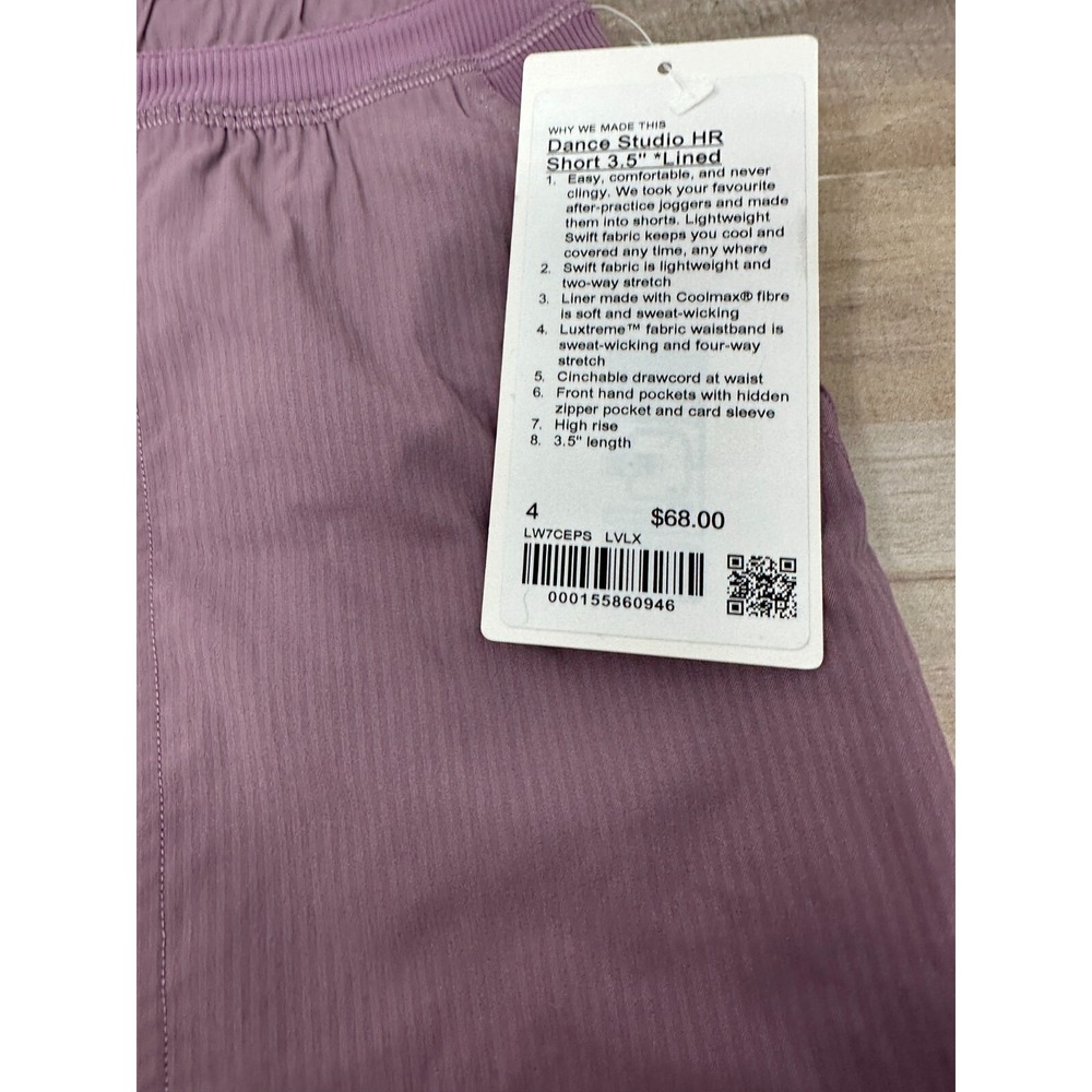 NWT ~‎ Lululemon Dance Studio High-Rise Short 3.5" Lavender Lux Women Size 4 - Picture 5 of 8